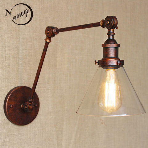 antique iron glass wall lamp